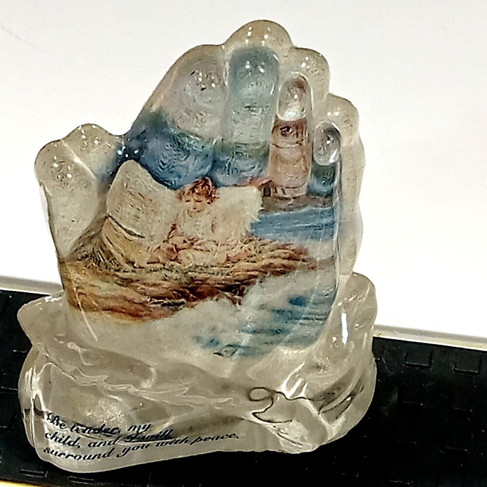 ANGEL  In God's Light Collection Glass PRAYING HANDS #2753? Lighthouse Seashore